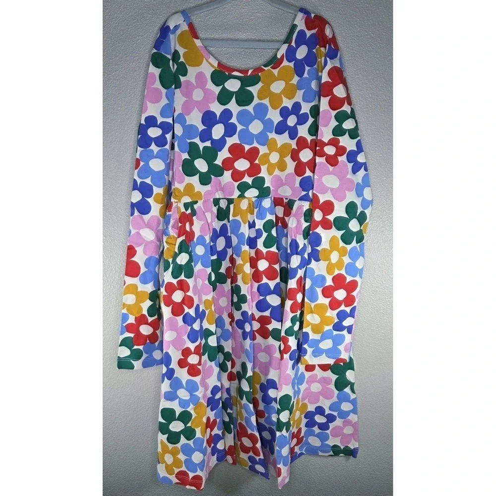Hanna Andersson Floral Dress Girls‎ 10 140 NWT Colorful Flower Print Skater